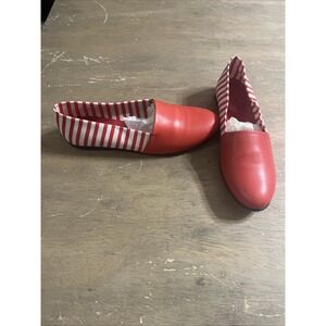 Cecilia Bringheli‎ CB Made in Italy Red/White Textile Loafer Flats Shoe 37.5 - 7